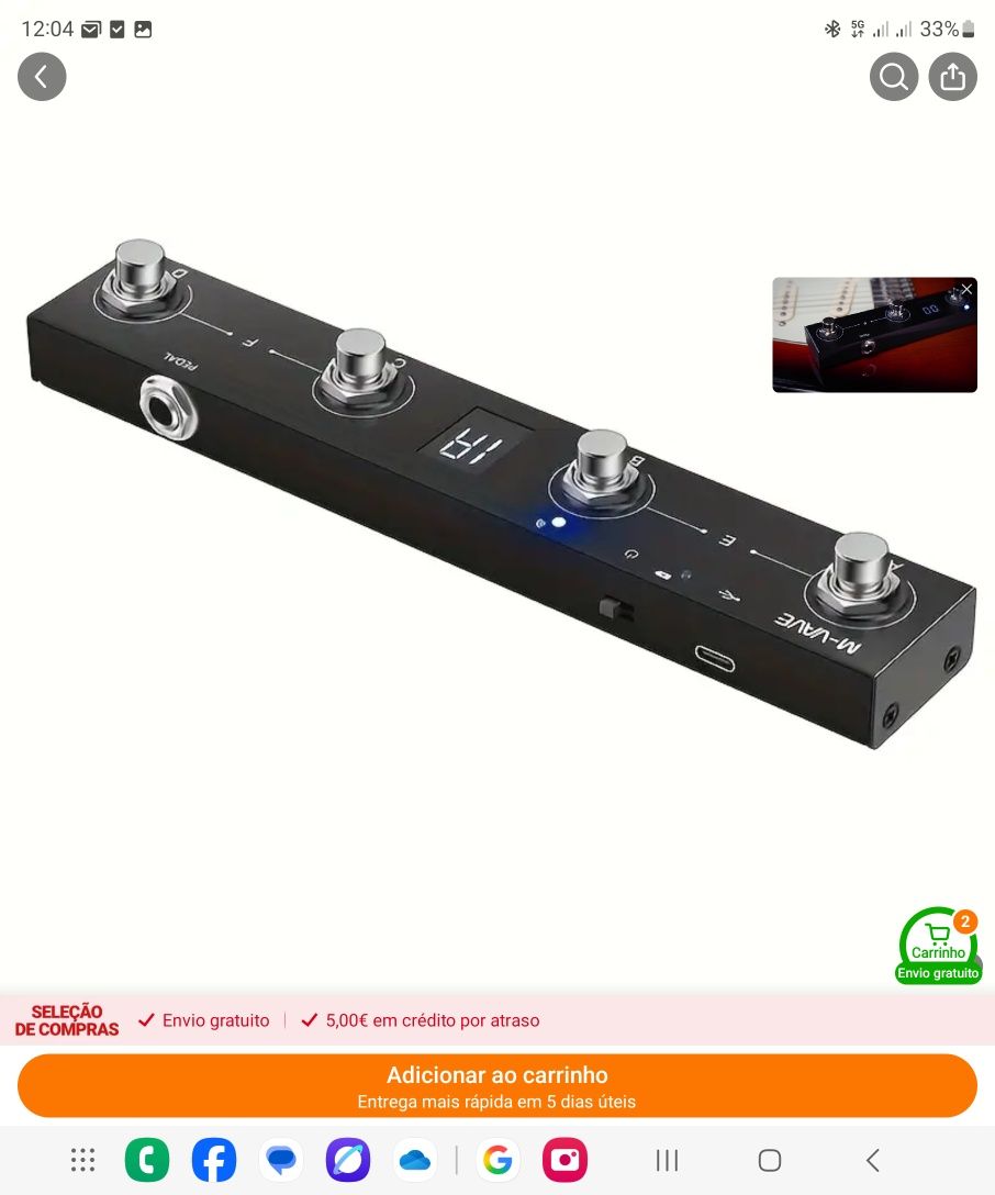 Pedal de guitarra M-VAVE novo