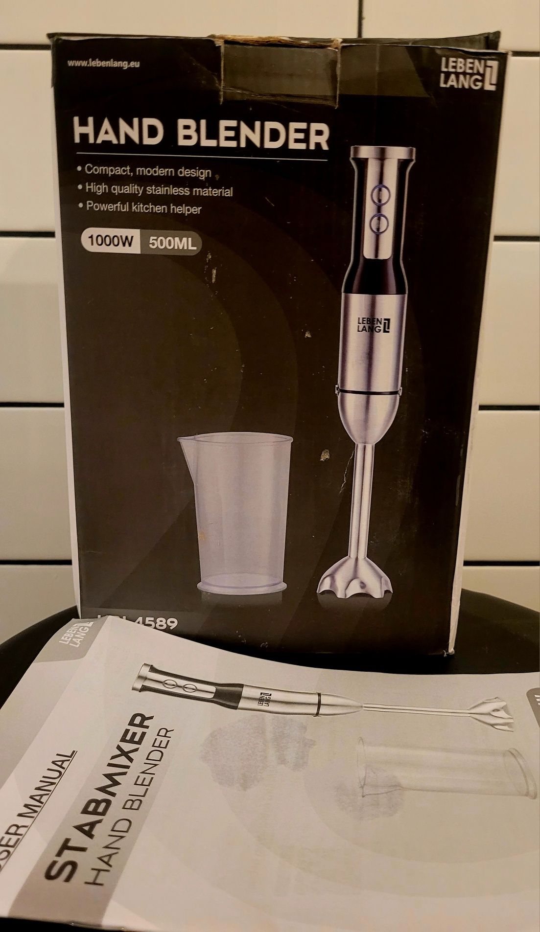 Blender ręczny LEBENLANG  1000W srebrny
