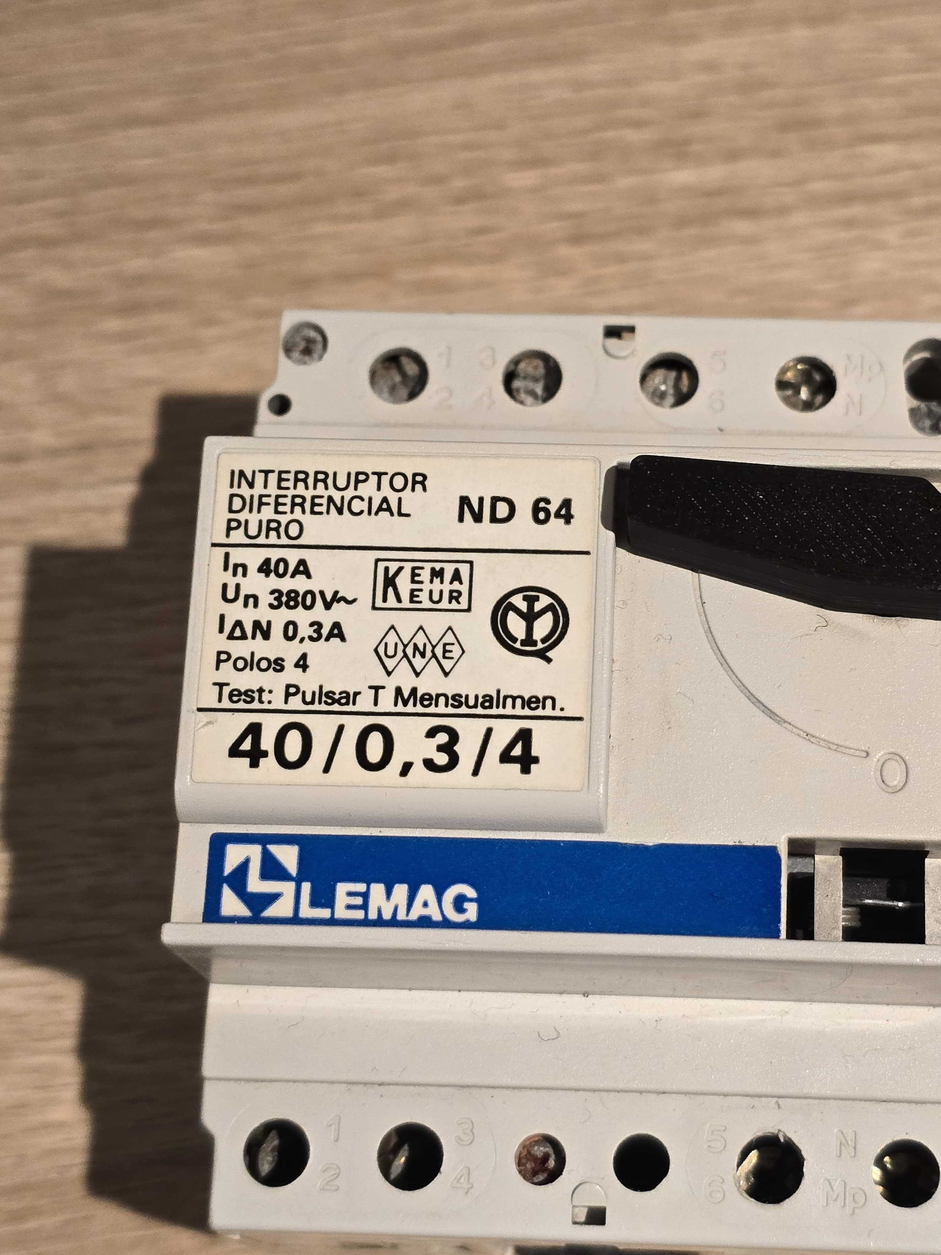 Interruptor Diferencial Lemag 40A/30mA 4 Polos 220v/380v