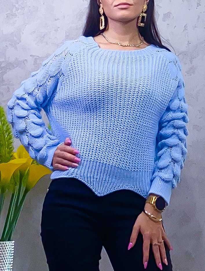 Sweter z ozdobnym rękawem r.S