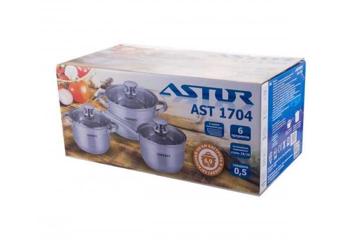 Набор посуды нержавеющий Astor AST 1704 2,1 x 2,9 + 1,9 л 3 шт.