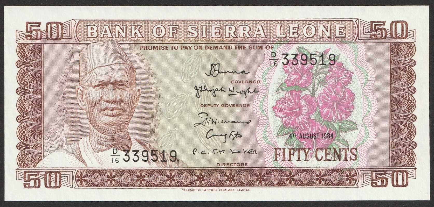 Sierra Leone 50 centów 1984 - stan bankowy UNC