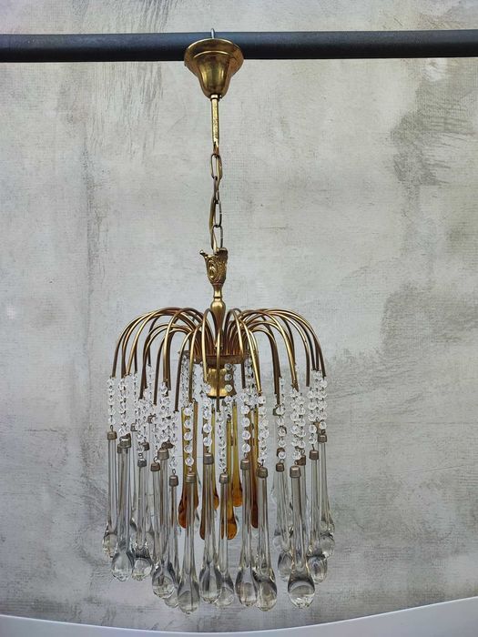 Żyrandol,Murano Massive,mosiężny,lata 70 ub.wieku