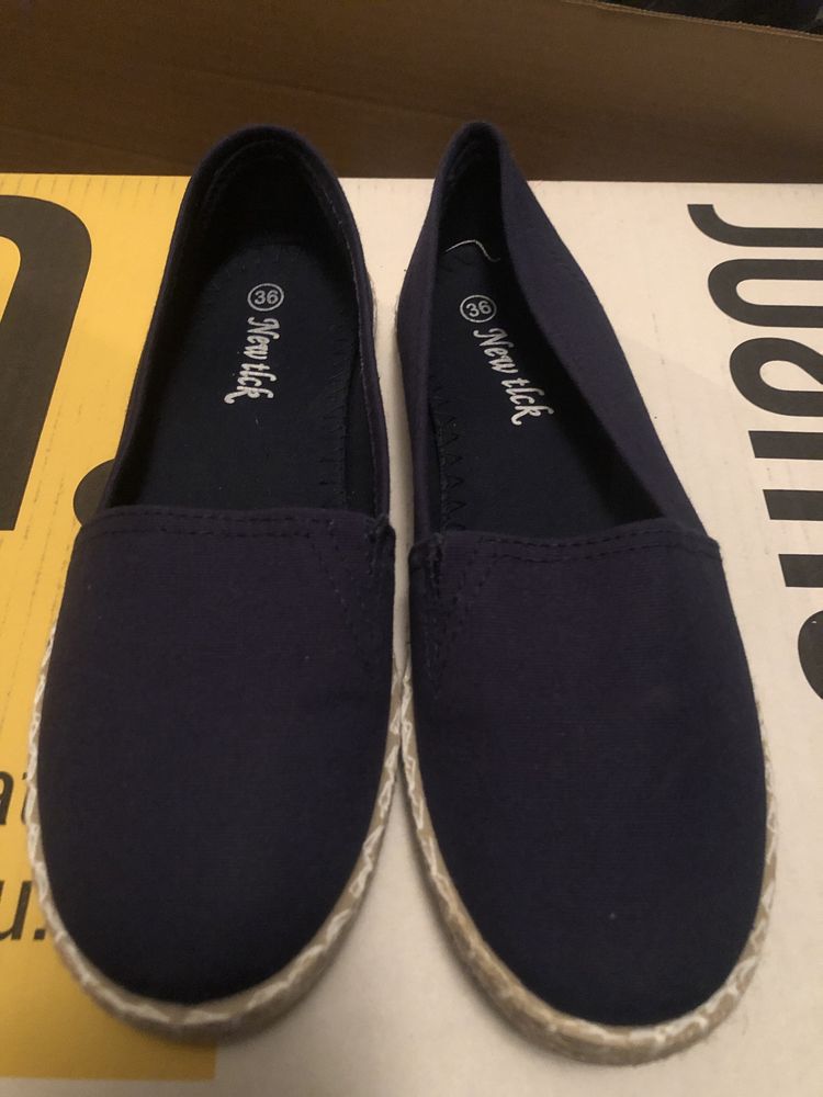 Mokasyny Espadryle niebieskie 36