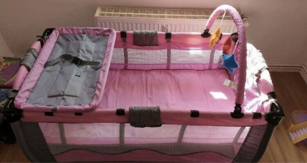 Ліжко -манеж рожеве трансформер фірми INFANTASTIC