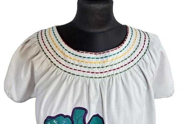 Vintage sukienka tunika z aplikacją plażowa L XL oversize