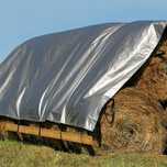 Mocna gruba plandeka srebrna 8x12m wodoodporna okute rogi 120g/m2