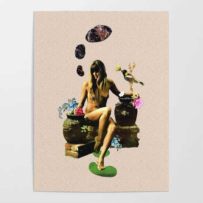 Dwa plakaty kobiety i grafika surferka