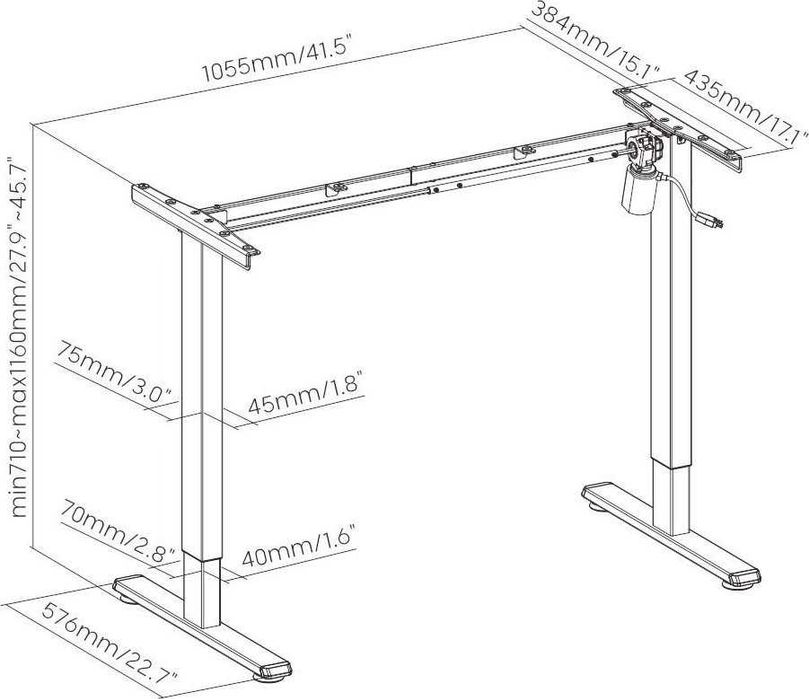 stelaż do biurka czarny z elektryczną regulacją wysokości