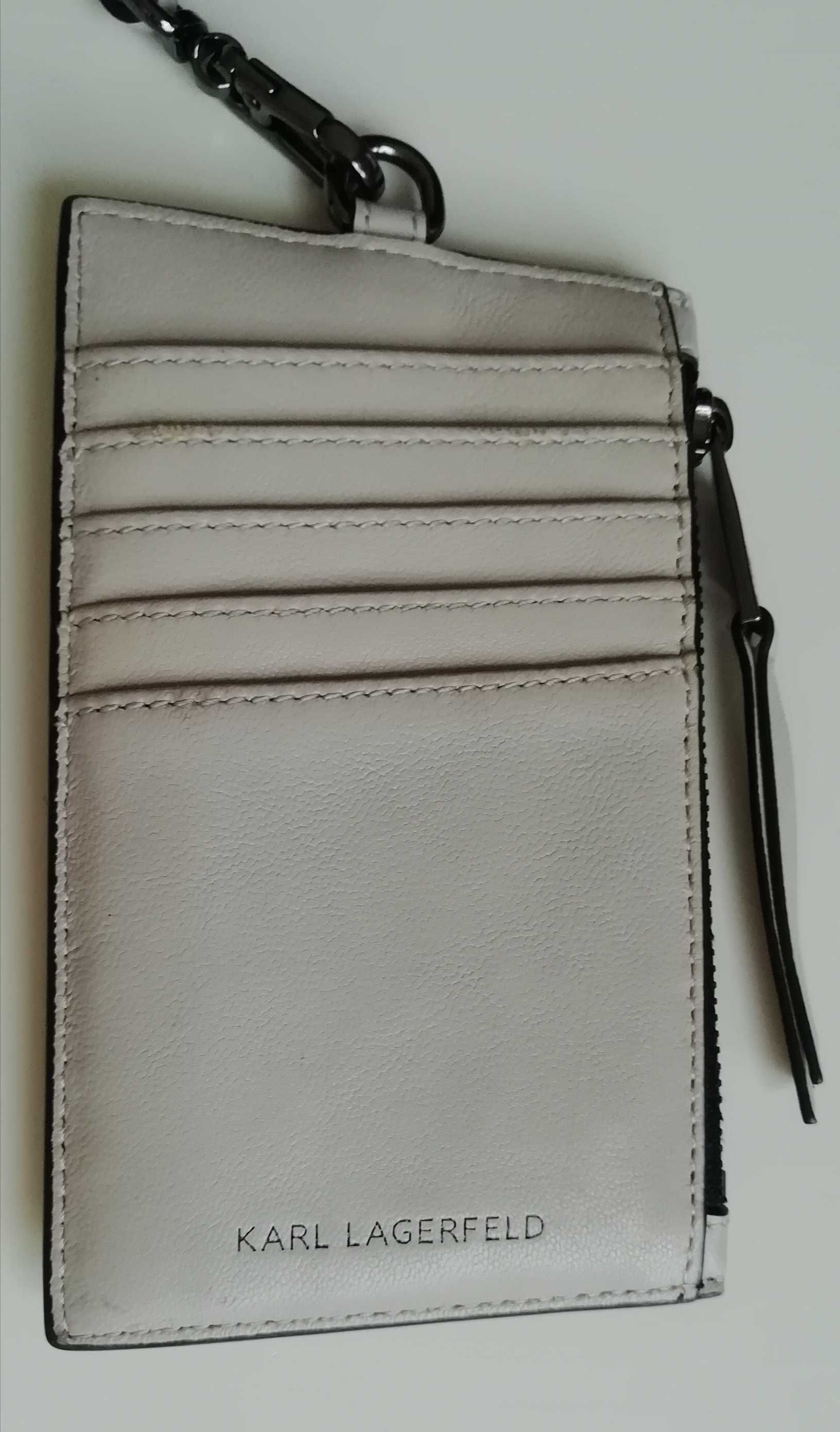 Karl Lagerfeld 3w1 mini portfel etui na karty klucze odpinana smycz