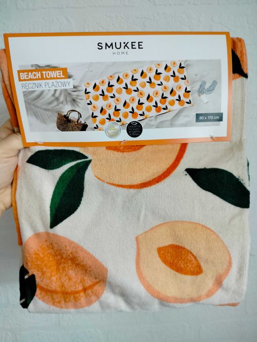Ręcznik plażowy bawełna bawełniany 80x170cm Smukee brzoskwinie owoce