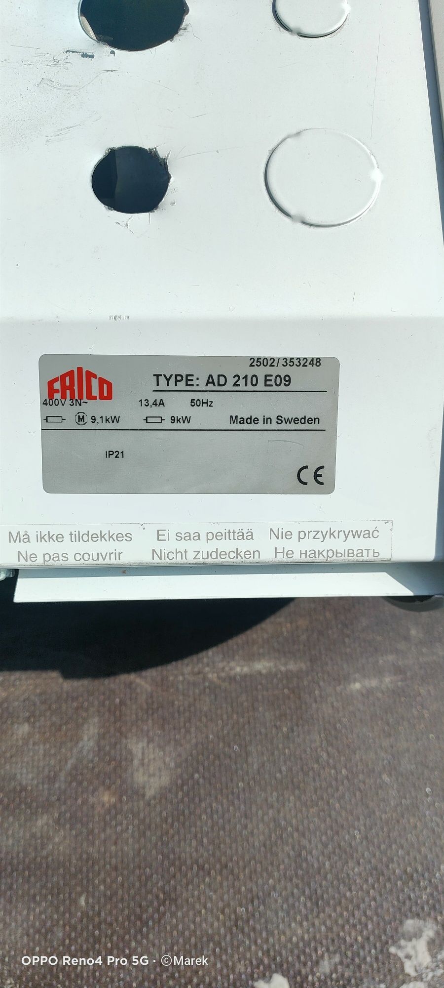 Kurtyna powietrzna Friko AD210 E09 9kW