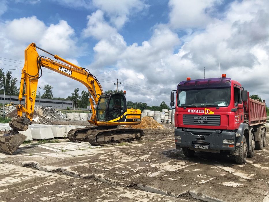 Prace ziemne / Transport / Koparka Gąsienicowa/ koparko-ładowarka