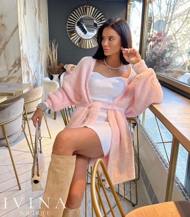 Кардиган Ivina рожевий та білий