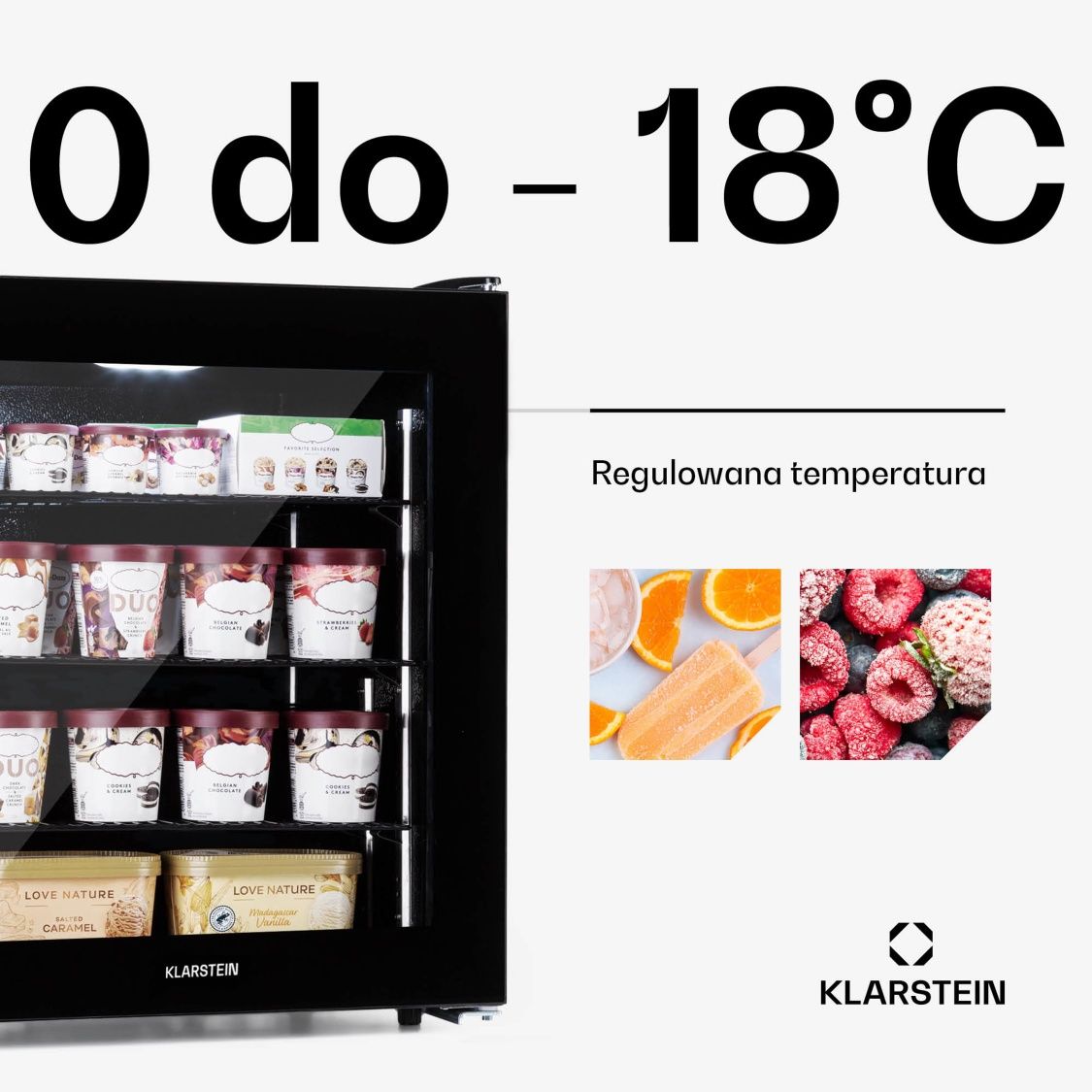Nowa Zamrażarka Witryna Klarstein IceAge 88 litrów przeszklona LED