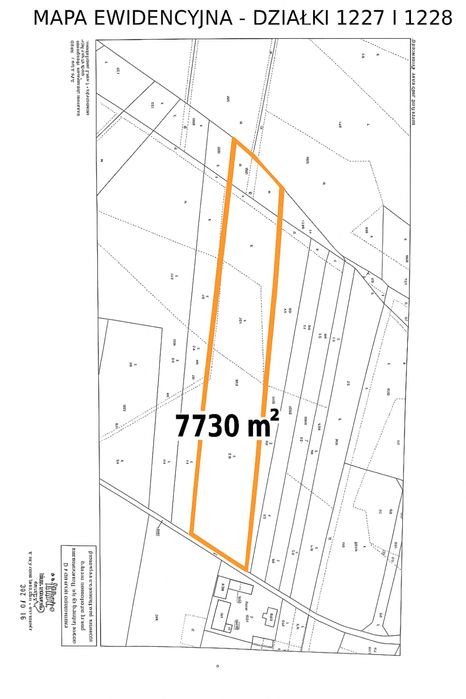 Działka inwestycyjna7730 m² media-prąd, woda miejska w sąsiedztwieCPK