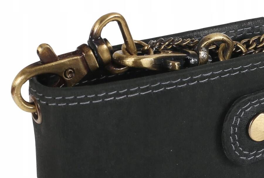 atrakcyjny, skórzany portfel męski z mosiężnym łańcuchem - always wild