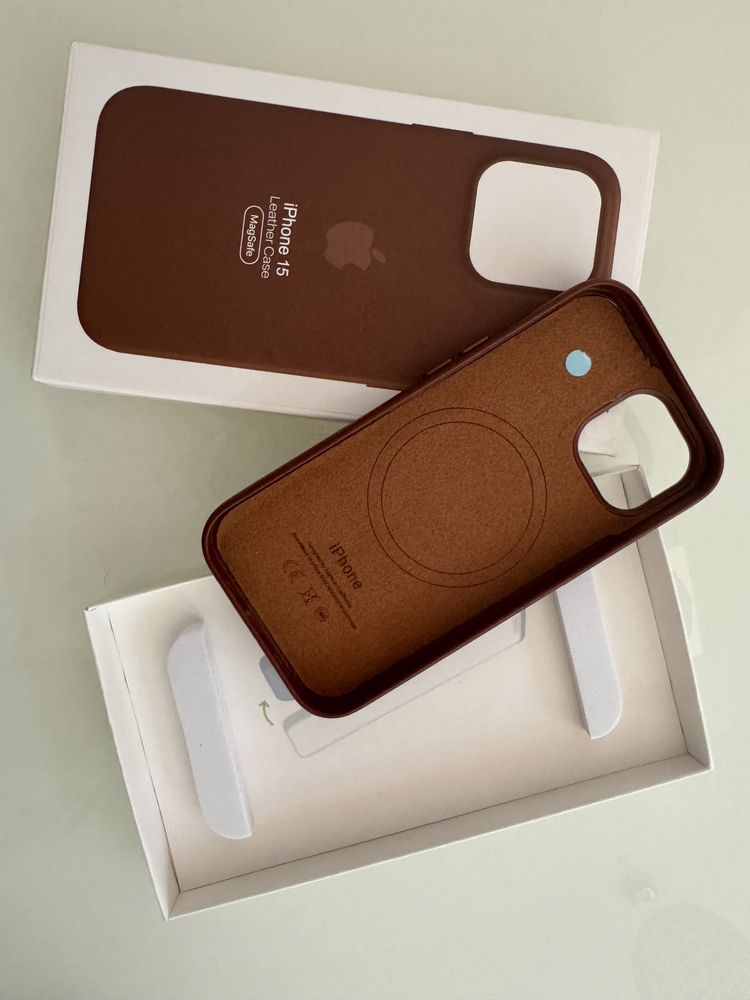 Obudowa case iPhone 15 leather skora braz MagSafe nowy