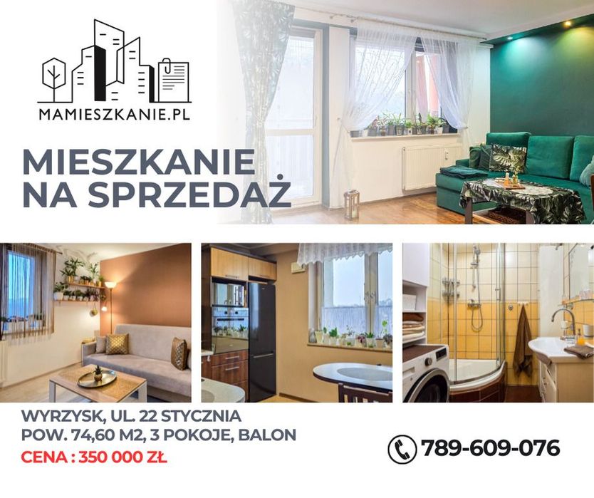 3-pokojowe mieszkanie z balkonem – Wyrzysk