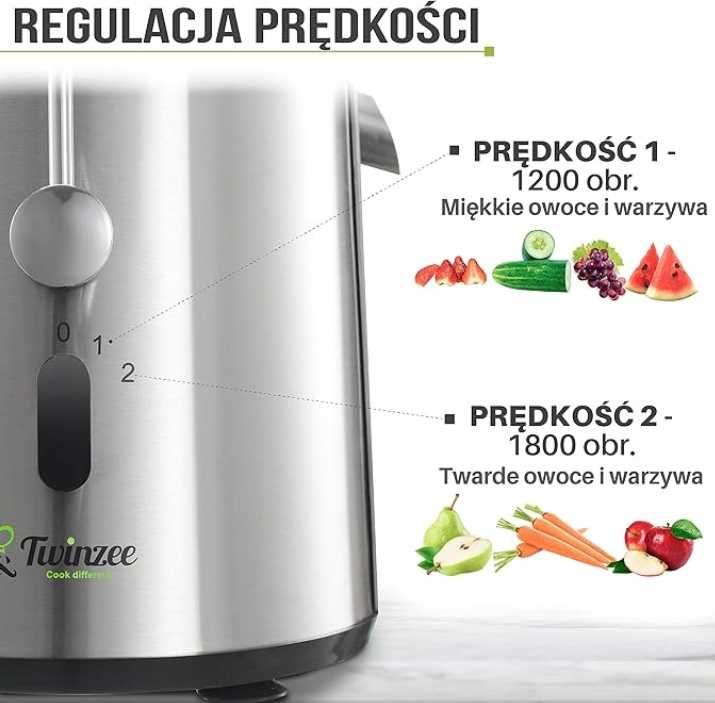 Sokowirówka Odśrodkowa Twinzee 850W 2 prędkości – Szybka i Wydajna