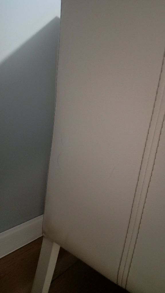 Stół rozkładany biały połysk . 120-160x80cm + 4 krzesła eko-skora