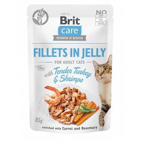 Brit Care влажный корм для кошек (индейка с креветками в желе) 85гр