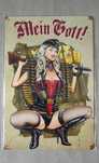 Obraz Plakat Mein Gott Pin Up Girl Niemcy Wojna Światowa MG34 vintage