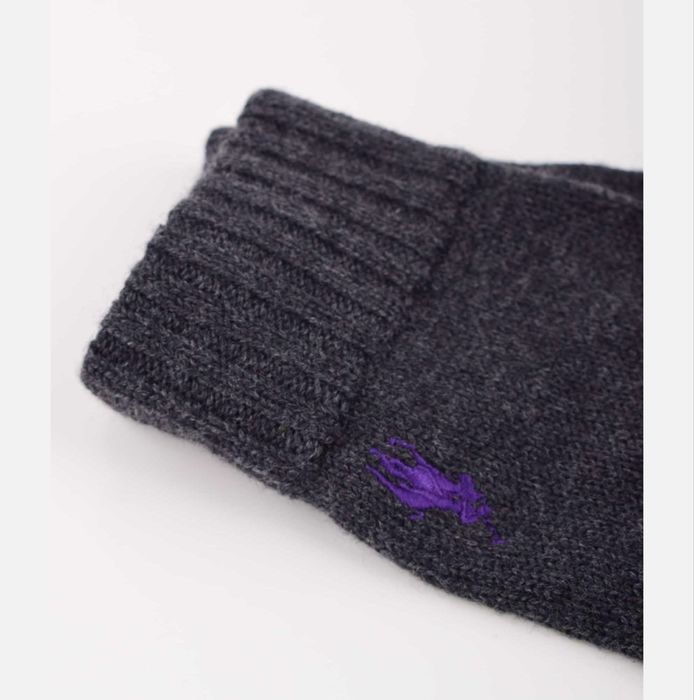 Чоловічі сірі рукавички з мериносової вовни polo ralph lauren