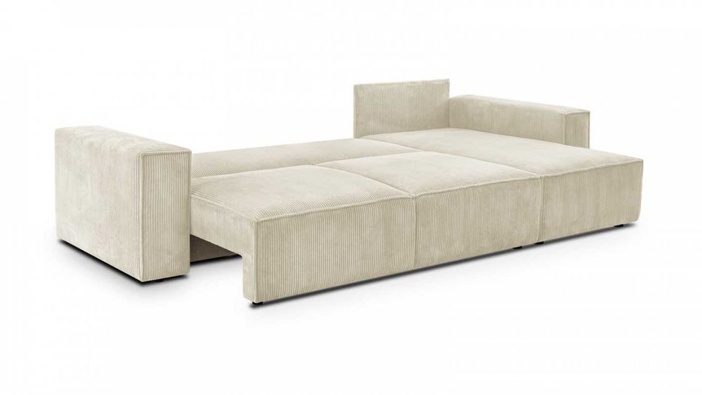 NOWY narożnik rozkładany BEŻOWY SZTRUKS od ręki wyprzedaż magazynu