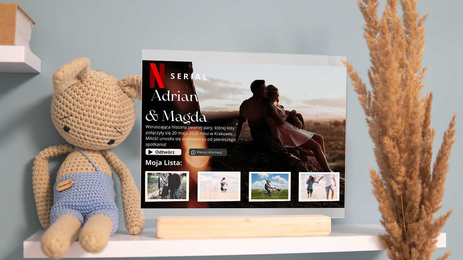 Ramka ze zdjęciem na szkle akrylowym Netflix PERSONALIZOWANY PREZENT