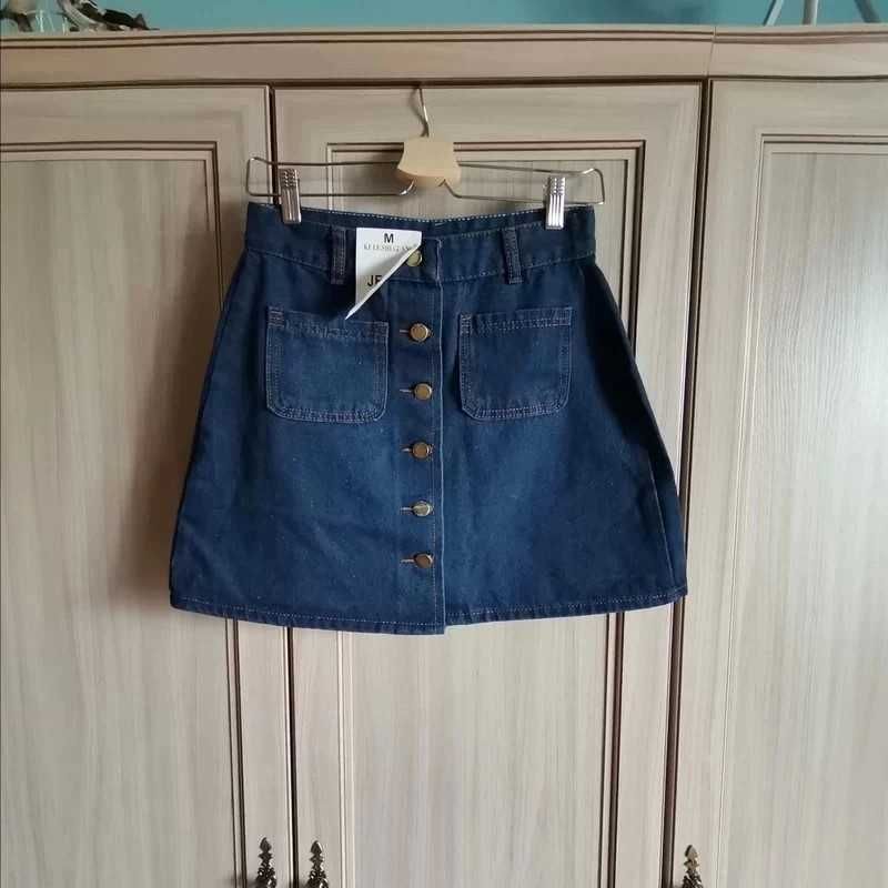 Jeansowa mini spódnica guzikami y2k retro vintage 00s 90s alternative