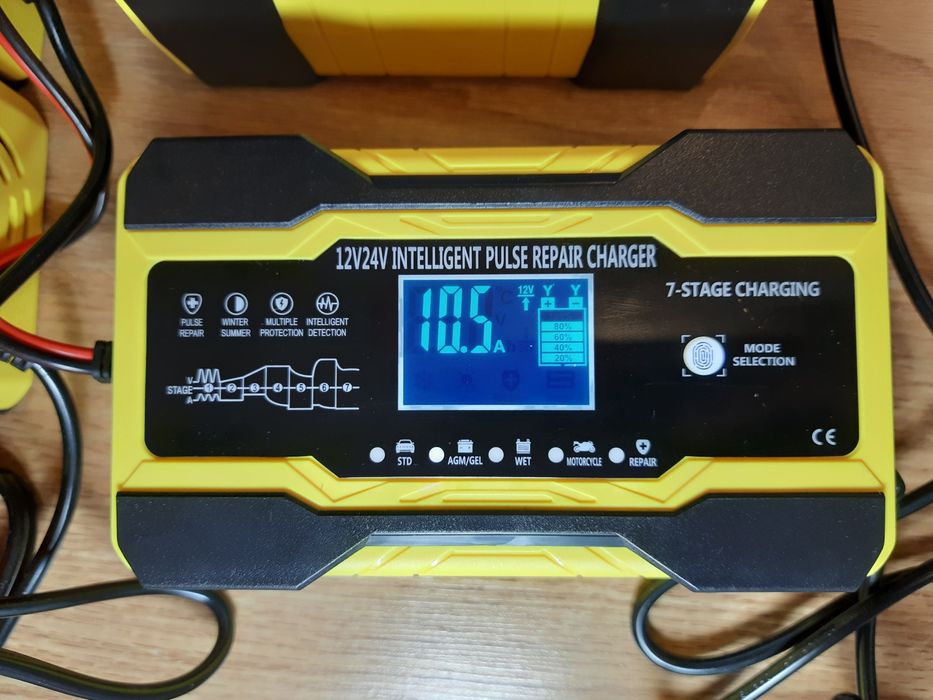 Зарядний пристрій 10А, автоматична зарядка акумулятора 10А 12В, 5А 24В