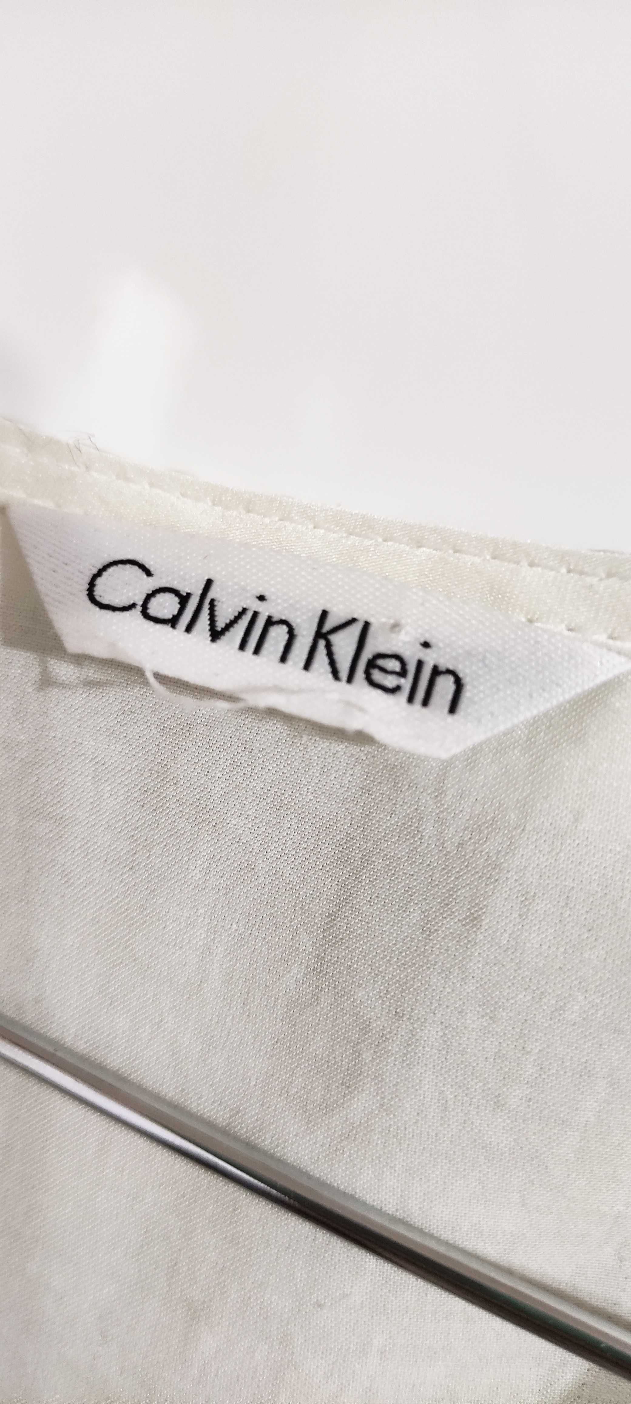 Top bluzka Calvin Klein kremowy ecru ciapki czarne