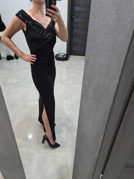 Elegancka wieczorowa, długa sukienka - wizytowa, sylwestra, wesele, M