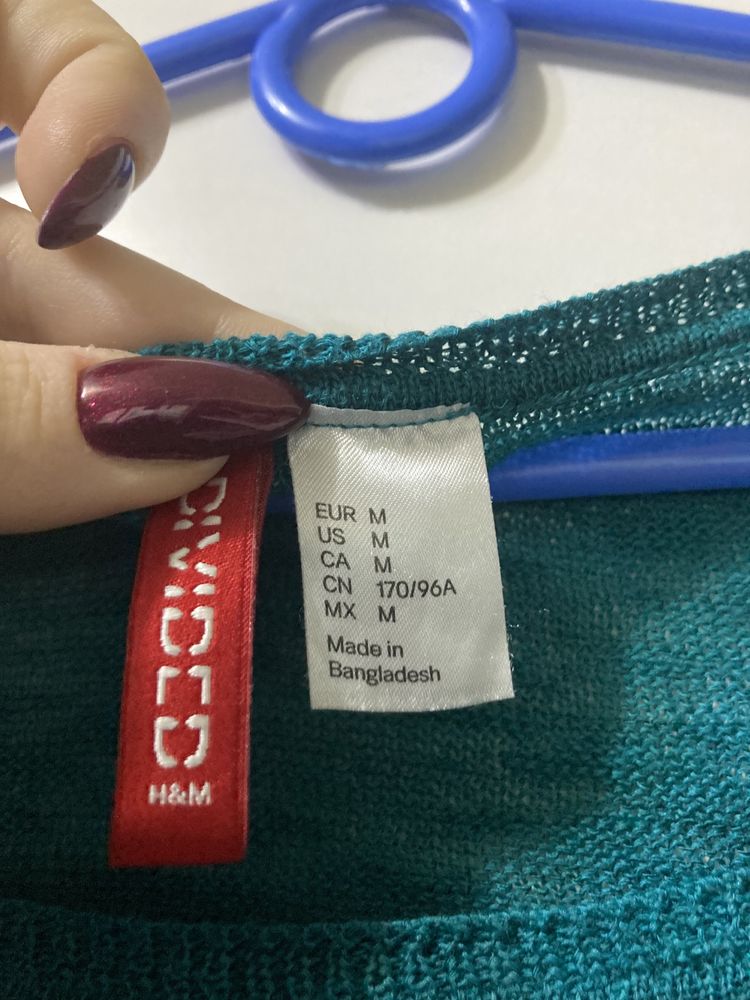 Cienki sweterek, H&M, turkusowy, rozmiar M