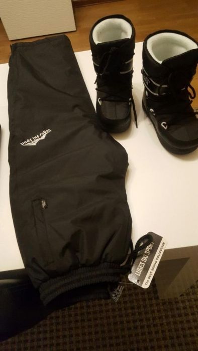 Calças e botas de neve. Criança(novas)