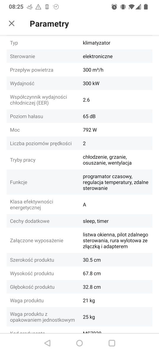 Klimatyzator przenośny mesko MS 7928