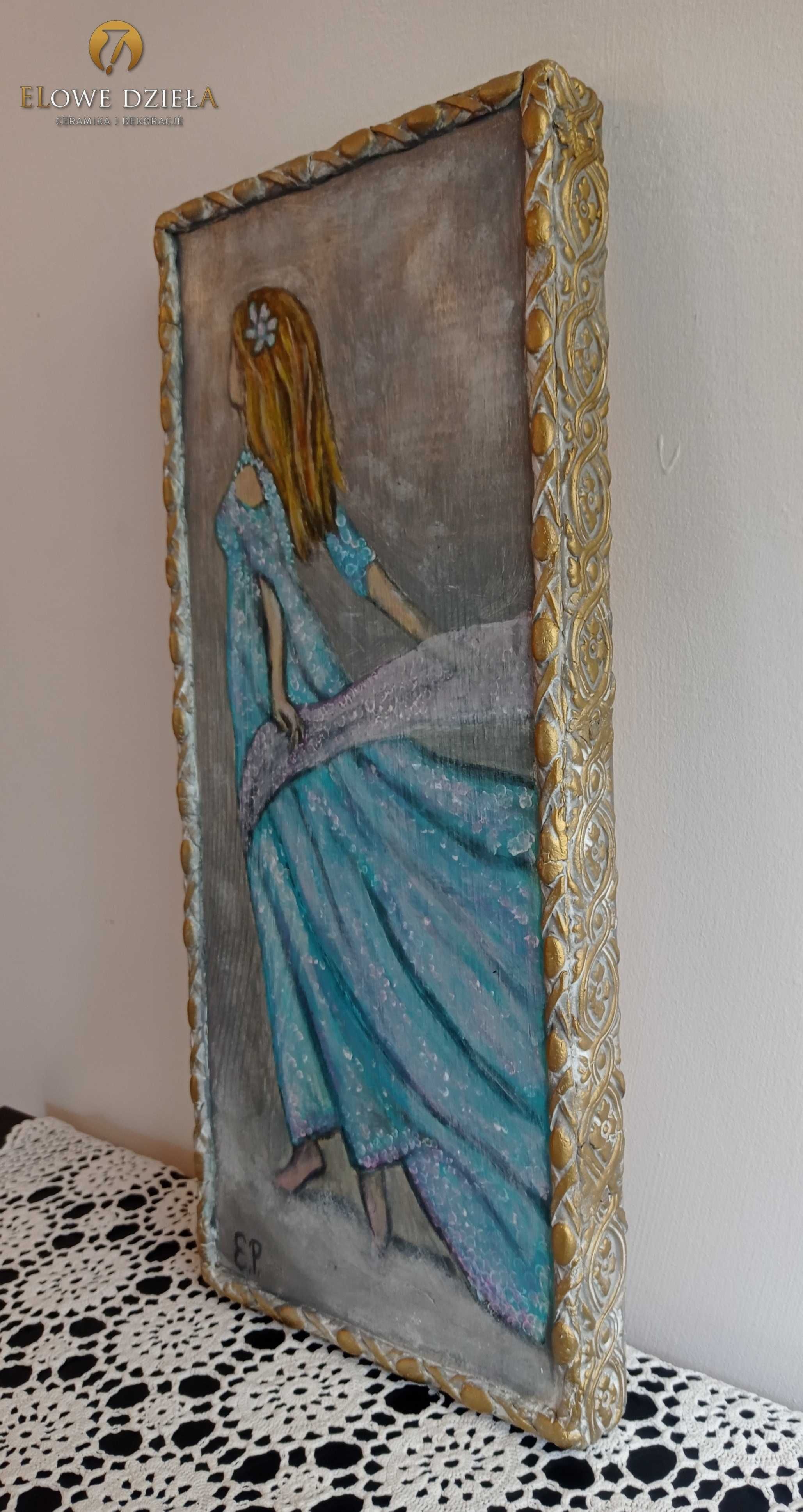 Dekor ozdobny ręcznie malowany obraz na desce w stylu prowansalskim