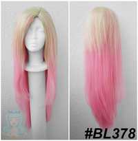 Ahri KDA All Out Liga Legend LoL cosplay wig peruka długa blond różowa