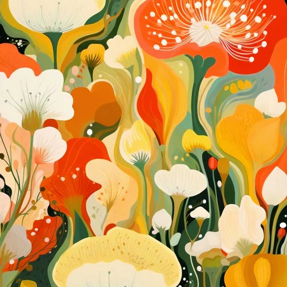 Plakat 50x50cm Kwiatowy Raj | Boho Vintage Kwiaty Łąka | Do salonu