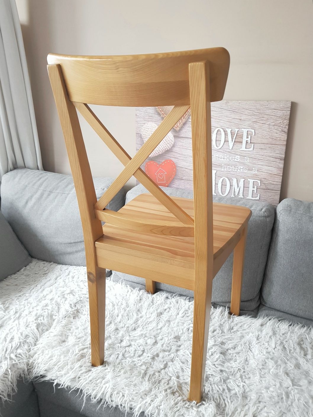 Krzesło IKEA INGOLF krzyżak drewniane sosnowe kuchenne do kuchni jadal