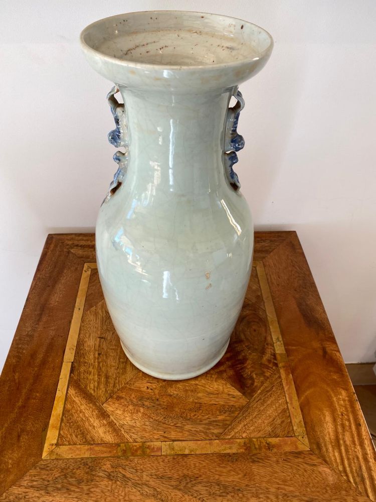 Jarra Antiga Porcelana China Azul Alta 45cm