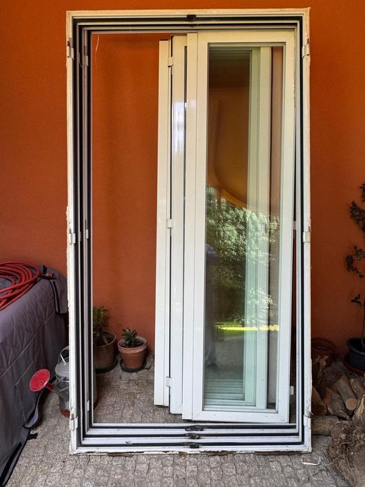 3 portas duplas de alumínio lavado