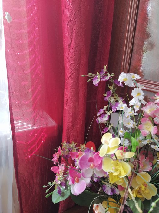 Komplet bordo zasłon 4szt. +2poprzeczki