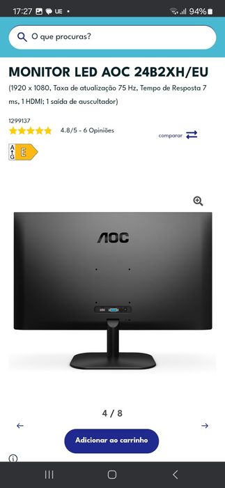 Monitor LED AOC 24B2XH/EU