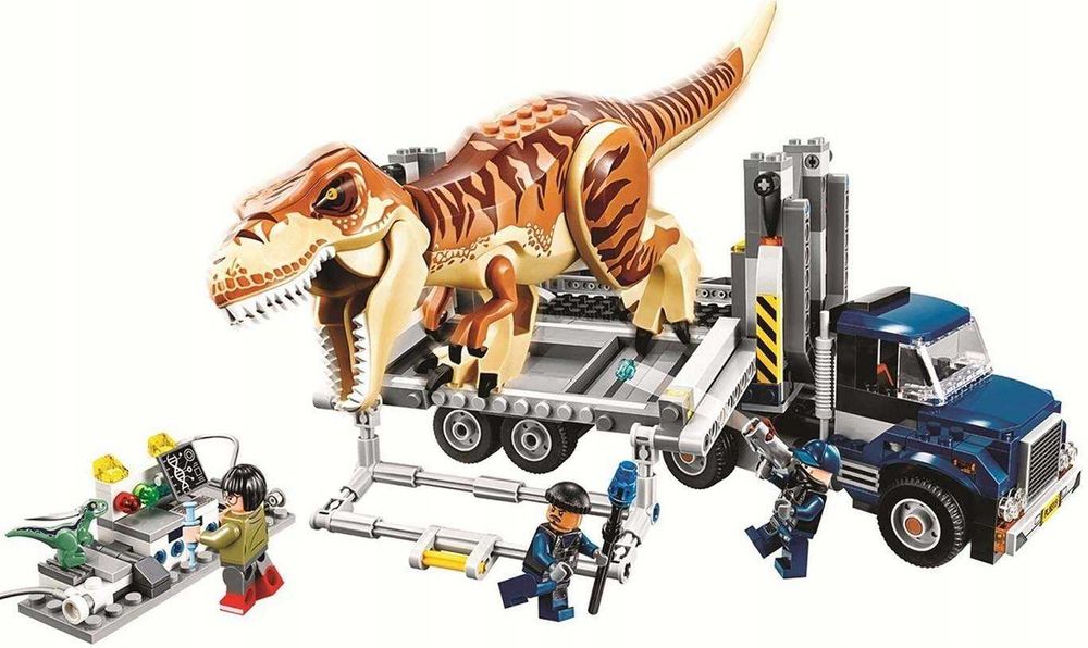 Klocki Transport Tyranozaura Dinozaury Jurassic T-rex łączą się z lego