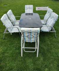 Meble ogrodowe zestaw stół + 6 krzeseł