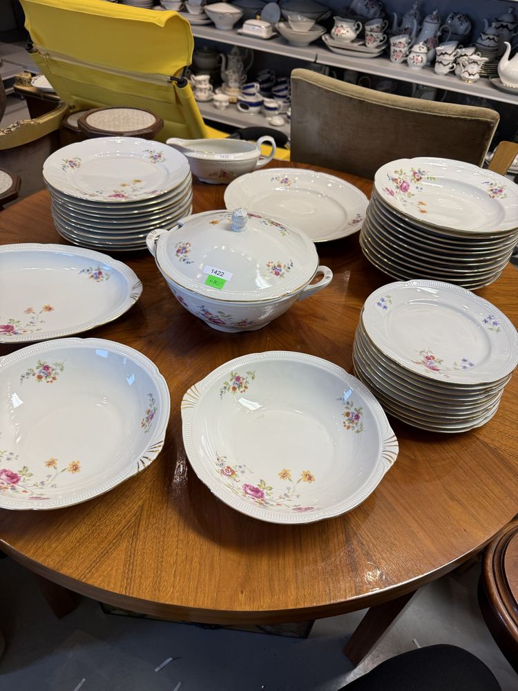 Stary serwis  obiadowy zestaw porcelanowy Chodzież kwiaty 1422