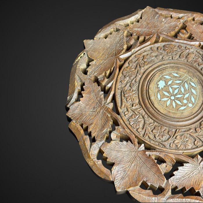 Mały drewniany stoliczek stołek styl orientalny inkrustowany b5/050655