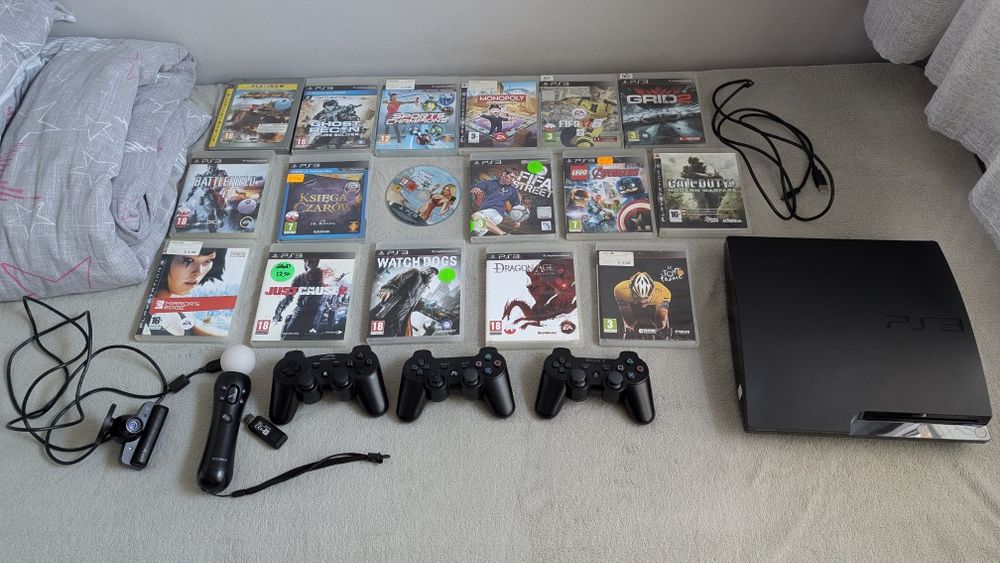 Playstation 3 Slim MOVE 320GB bogaty zestaw PS3 mod